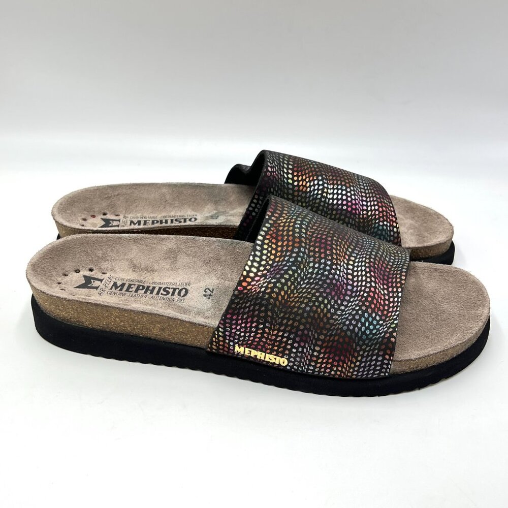 NEW Mephisto Womens 42 EU‎ 12 US Leather Multicolor Comfort Sandals Slides Shoes